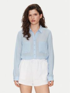 Seafolly Koszula Breeze 54795-TO Błękitny Regular Fit. Niebieskie koszule Seafolly, m, bez wzorów, z bawełny, bez kołnierzyka, bez ramiączek. Za 239,99 zł.
