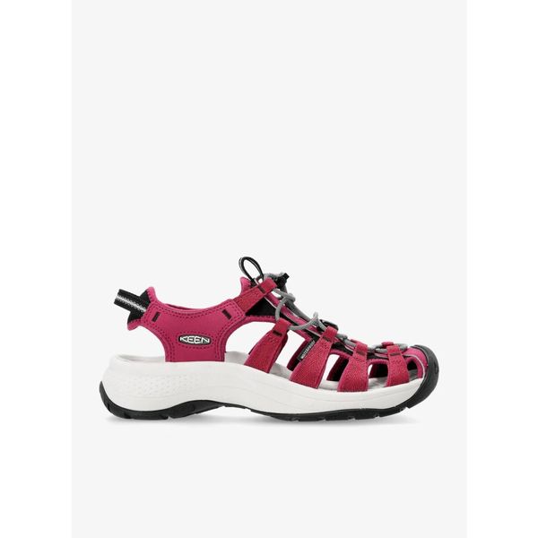 Sandały trekkingowe damskie Keen Astoria West Sandal. Czerwone buty trekkingowe Keen, bez wzorów, bez obcasa, bez zapięcia. Za 303,99 zł.