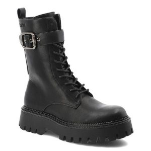 Czarne Glany Big Star Stylowe Obuwie Damskie. Czarne botki Big Star, bez wzorów, przed kolano, bez obcasa, bez zapięcia. Za 237,99 zł.