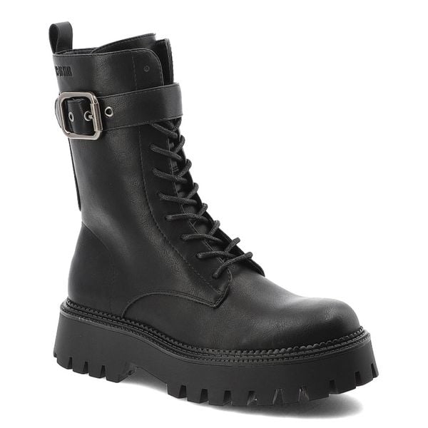 Czarne Glany Big Star Stylowe Obuwie Damskie. Czarne botki Big Star, bez wzorów, przed kolano, bez obcasa, bez zapięcia. Za 279,00 zł.