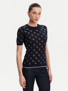 Guess Sweter W5GR20 Z3D60 Granatowy Regular Fit. Niebieskie swetry klasyczne Guess, l, z wiskozy, bez kołnierzyka. Za 239,99 zł.