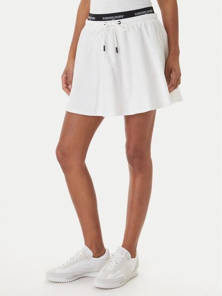 Tommy Jeans Spódnica mini DW0DW22299 Biały Regular Fit. Białe spódnice Tommy Jeans, xs, bez wzorów, z bawełny, mini. Za 369,99 zł.