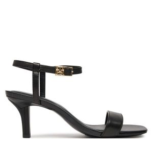 Sandały Tommy Hilfiger. Czarne sandały TOMMY HILFIGER, bez wzorów, bez obcasa, na szpilce, bez zapięcia. Za 399,99 zł.