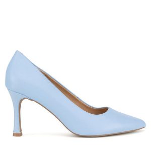 Szpilki Lasocki. Niebieskie czółenka Lasocki, bez wzorów, bez obcasa. Za 229,99 zł.