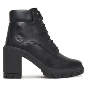 Trzewiki Timberland. Czarne botki Timberland, bez wzorów, bez obcasa, na słupku, bez zapięcia. Za 539,99 zł.