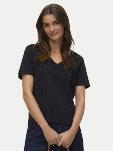 Vero Moda T-Shirt Paulina 10342926 Czarny Regular Fit. Czarne t-shirty Vero Moda, xs, bez wzorów, z bawełny, bez kołnierzyka, bez ramiączek. Za 69,99 zł.
