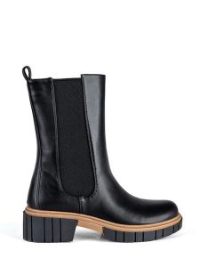 Musk Botki w kolorze czarnym rozmiar: 38. Czarne botki Musk, bez wzorów, z materiału, z okrągłym noskiem, bez obcasa, bez zapięcia. Za 91,77 zł.