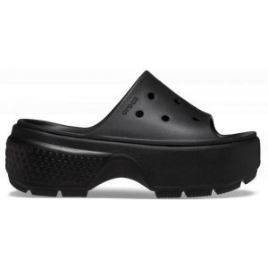 Klapki Crocs Stomp Slide 209346-001 czarne. Czarne klapki bez wzorów, bez obcasa. Za 394,65 zł.