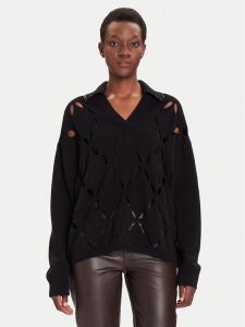 Liu Jo Sweter MF5038 MS009 Czarny Regular Fit. Czarne swetry klasyczne Liu Jo, xs, z wełny, bez kołnierzyka. Za 589,99 zł.