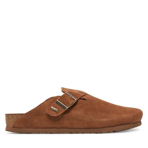 Klapki Skechers. Brązowe klapki Skechers, bez wzorów, bez obcasa. Za 269,99 zł.