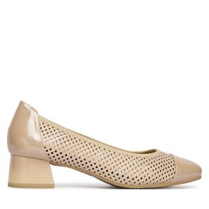 Czółenka Caprice. Brązowe czółenka Caprice, bez wzorów, bez obcasa, bez zapięcia. Za 379,99 zł.