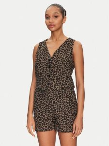 Morgan Kamizelka 251-CBILI.F Brązowy Slim Fit. Brązowe kamizelki Morgan, bez wzorów, z bawełny, bez kołnierzyka, bez ramiączek, bez kaptura. Za 169,99 zł.