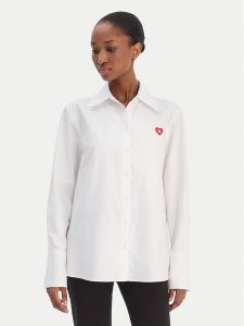 HUGO Koszula Erselia 50556398 Biały Regular Fit. Białe koszule Hugo, bez wzorów, z bawełny, bez kołnierzyka, bez ramiączek. Za 458,99 zł.