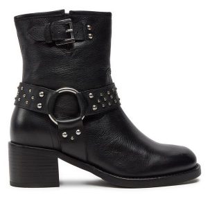 Botki Bronx. Czarne botki Bronx, bez wzorów, bez obcasa, na słupku, bez zapięcia. Za 569,99 zł.