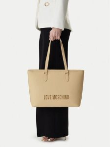 LOVE MOSCHINO Torebka JC4190PP1OKD0129 Beżowy. Brązowe shopper bag LOVE MOSCHINO, bez wzorów, ze skóry, bez dodatków. Za 765,99 zł.