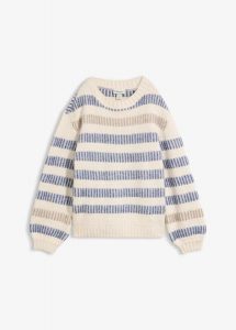 Sweter z dzianiny. Brązowe swetry klasyczne bonprix, z dzianiny, bez kołnierzyka. Za 109,99 zł.