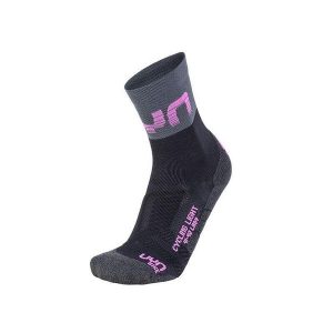 Skarpety UYN Light Lady Socks Black Grey Rose Violet. Czarne skarpetki UYN, bez wzorów. Za 74,99 zł.