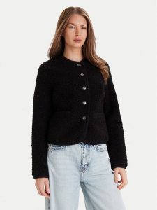 Guess Kożuch W5BL69 W3860 Czarny Regular Fit. Czarne płaszcze Guess, xxl, z aplikacjami, z syntetyku, bez kaptura. Za 859,99 zł.