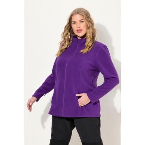 Damskie Bluza polarowa system modułowy do wpinania z recyklingu. Fioletowe bluzy Ulla Popken, plus size, bez wzorów, z materiału, bez kaptura. Za 199,99 zł.