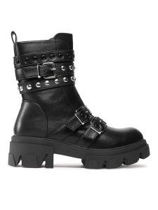 DeeZee Trzewiki WS5598-24 Czarny. Czarne botki DeeZee, bez wzorów, ze skóry, bez obcasa, na płaskiej podeszwie, bez zapięcia. Za 159,99 zł.