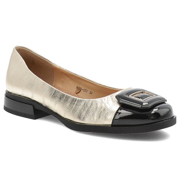 Złote Baleriny S.Barskie Wsuwane Modne Obuwie Damskie. Żółte balerinki S.BARSKI, bez wzorów, z lakierowanej skóry, bez obcasa, na obcasie, bez zapięcia. Za 179,00 zł.