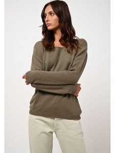 AUTHENTIC CASHMERE Kaszmirowy sweter "Lanfon" w kolorze khaki rozmiar: XL. Brązowe swetry oversize AUTHENTIC CASHMERE, xl, bez wzorów, z kaszmiru, bez ramiączek. Za 378,63 zł.