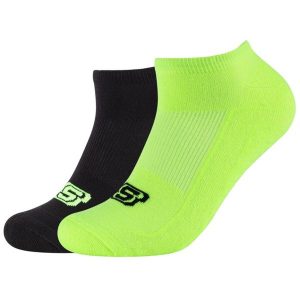 Skarpetki sportowe dla dorosłych 2PPK Basic Cushioned Sneaker Socks. Zielone skarpetki Skechers, bez wzorów, z bawełny. Za 24,99 zł.