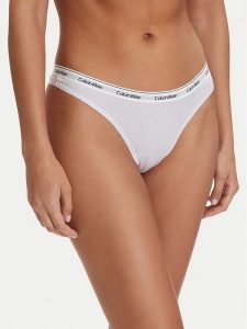Calvin Klein Underwear Stringi 000QD5043E Fioletowy. Fioletowe stringi Calvin Klein Underwear, bez wzorów, z bawełny. Za 79,99 zł.