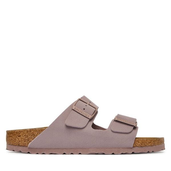 Klapki Birkenstock. Fioletowe klapki Birkenstock, bez wzorów, bez obcasa. Za 449,99 zł.