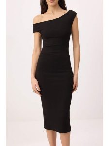 Trendyol Sukienka w kolorze czarnym rozmiar: XL. Czarne sukienki Trendyol, xl, bez wzorów, bez kołnierzyka, bez ramiączek, midi. Za 98,95 zł.