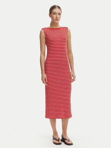 Tommy Hilfiger Sukienka codzienna WW0WW49311 Czerwony Slim Fit. Czerwone kombinezony TOMMY HILFIGER, na co dzień, xs, bez wzorów, z wiskozy, bez kołnierzyka, bez ramiączek, proste. Za 339,99 zł.