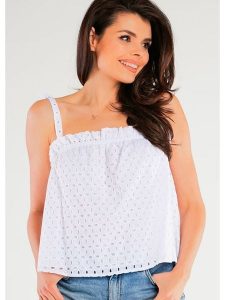 Awama Top w kolorze białym rozmiar: L/XL. Białe topy Awama, l, bez wzorów, z bawełny, bez kołnierzyka, bez ramiączek. Za 107,99 zł.