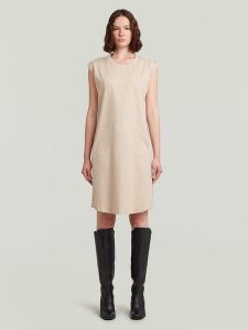 G-Star Sukienka w kolorze beżowym rozmiar: M. Brązowe sukienki G-Star, na co dzień, m, bez wzorów, z bawełny, retro, bez kołnierzyka, bez ramiączek, midi, proste. Za 100,99 zł.