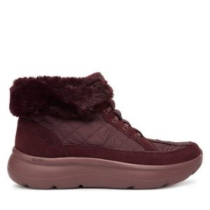 Trzewiki Skechers. Czerwone botki Skechers, bez wzorów, bez obcasa, na płaskiej podeszwie, bez zapięcia. Za 399,99 zł.