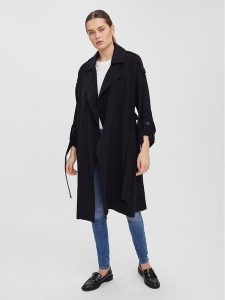 Vero Moda Trencz Bella 10252979 Czarny Relaxed Fit. Czarne płaszcze Vero Moda, m, bez wzorów, z wiskozy, bez kaptura. Za 159,99 zł.