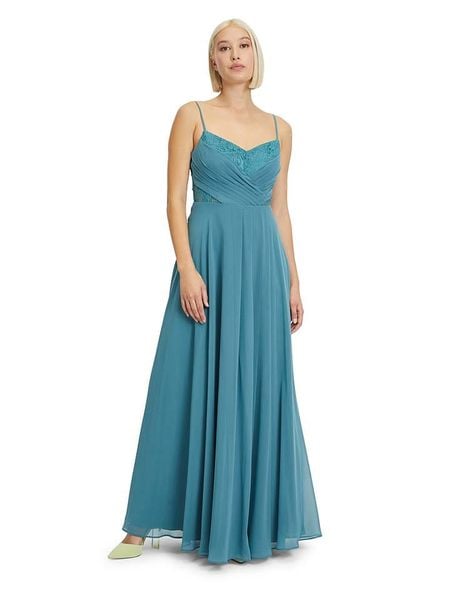 Vera Mont Sukienka w kolorze turkusowym rozmiar: 38. Niebieskie sukienki Vera Mont, bez wzorów, z koronki, bez kołnierzyka, bez ramiączek, maxi. Za 527,45 zł.