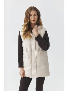 TATUUM Kamizelka puchowa "Kamo" w kolorze kremowym rozmiar: L. Brązowe kamizelki Tatuum, l, bez wzorów, z puchu, bez kołnierzyka, bez ramiączek, bez kaptura. Za 282,80 zł.