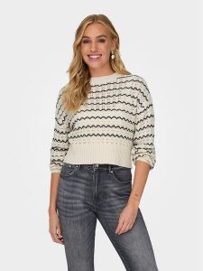 ONLY Sweter Asa 15310527 Beżowy Regular Fit. Brązowe swetry klasyczne ONLY, s, z syntetyku, bez kołnierzyka. Za 129,99 zł.