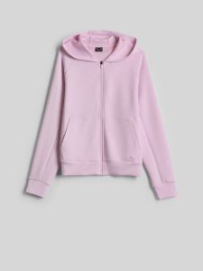 4F Bluza dresowa regular z kapturem damska - różowa XS. Czerwone bluzy 4f, xs, bez wzorów, z dresówki, z kapturem. Za 169,99 zł.