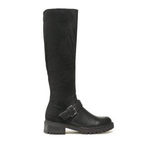 Kozaki Jenny Fairy. Czarne kozaki Jenny Fairy, bez wzorów, bez obcasa, na płaskiej podeszwie, bez zapięcia. Za 129,99 zł.