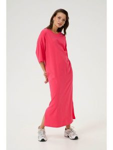 Kaffe Sukienka "Edna" w kolorze różowym rozmiar: XL. Różowe sukienki Kaffe, xl, bez wzorów, z bawełny, bez kołnierzyka, bez ramiączek, maxi. Za 114,17 zł.