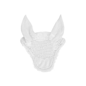 Czapka na muchy dla konia z sznurkiem Derby. Białe czapki DERBY, bez wzorów, sportowe. Za 66,65 zł.