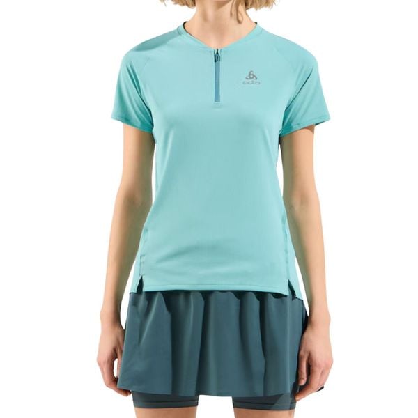 Koszulka do biegania damska Odlo X-Alp 1/2 Zip. Zielone koszulki sportowe ODLO, bez wzorów, z poliesteru, bez ramiączek, do biegania. Za 161,00 zł.