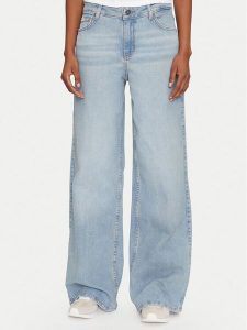 Guess Jeans Jeansy W4BA0Y D5CCA Niebieski Wide Leg. Niebieskie jeansy Guess Jeans, z aplikacjami, z bawełny. Za 329,99 zł.
