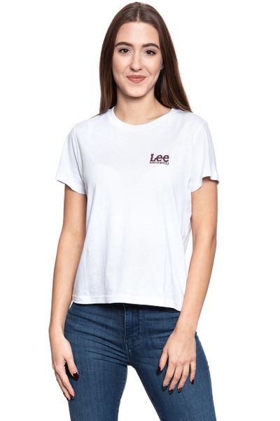 LEE T SHIRT DAMSKI LOGO TEE WHITE L41WHC14 - Białe t-shirty