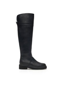 TWINSET Kozaki 242TGT174 Czarny. Czarne kozaki Twinset, bez wzorów, ze skóry, bez obcasa, na płaskiej podeszwie, bez zapięcia. Za 659,99 zł.