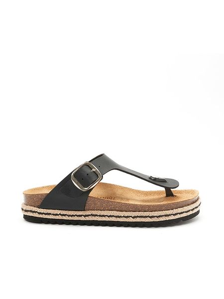 Mandel Japonki "Gala" w kolorze czarnym rozmiar: 36. Czarne klapki Mandel, bez wzorów, z otwartym noskiem, bez obcasa. Za 123,25 zł.