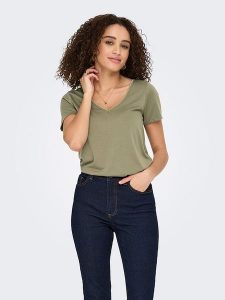 JDY Koszulka w kolorze khaki rozmiar: M. Brązowe bluzki JDY, m, bez wzorów, z wiskozy, klasyczne, bez kołnierzyka, bez ramiączek. Za 52,55 zł.