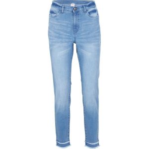 "Dżinsy ze stretchem ""ultra-soft"" 7/8". Niebieskie jeansy bonprix, bez wzorów, z jeansu. Za 129,99 zł.