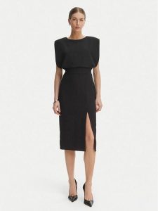 Rinascimento Sukienka koktajlowa CFC0127570003 Czarny Slim Fit. Czarne sukienki Rinascimento, xs, bez wzorów, z syntetyku, wizytowe, bez kołnierzyka, bez ramiączek. Za 549,99 zł.